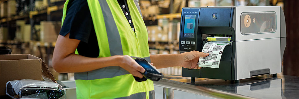 RFID print station with printer and label workflow equipment